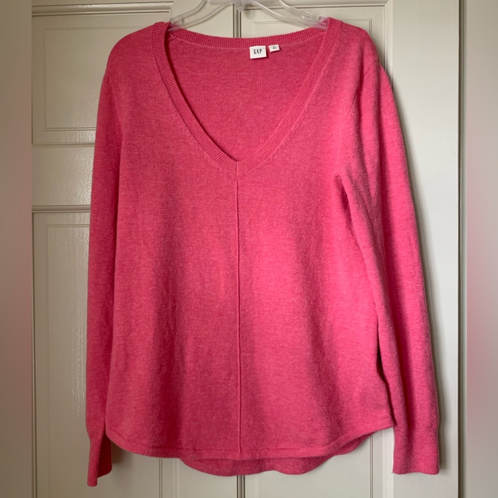 Gap pink wool blend V-neck sweater.